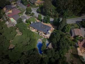 House Aerial Twilight View