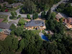House Aerial Twilight View