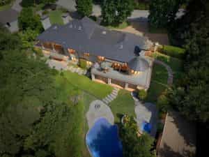 House Aerial Twilight View