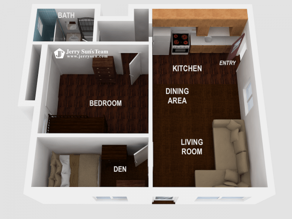 UNIT#A-3D Floor Plan-Logo