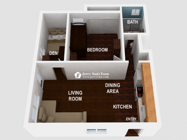 UNIT#A-3D Floor Plan-Logo