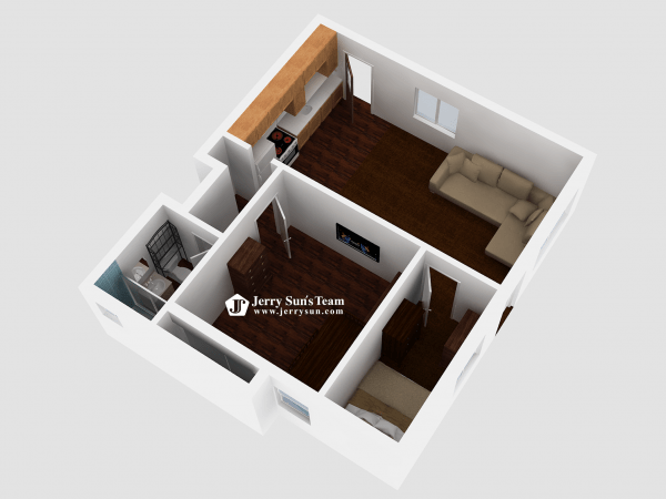 UNIT#A-3D Floor Plan-Logo