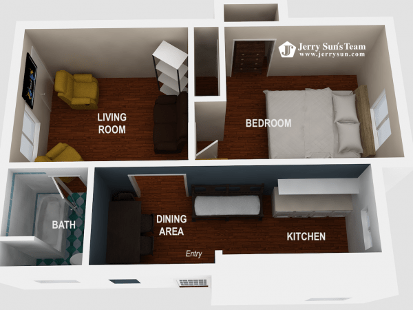 UNIT#B-3D Floor Plan-Logo1