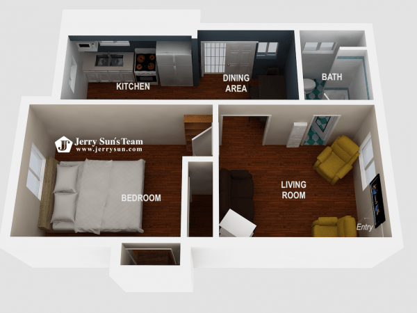 UNIT#B-3D Floor Plan-Logo3