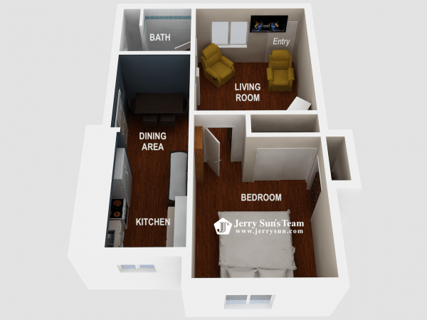 UNIT#B-3D Floor Plan-Logo4