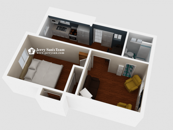 UNIT#B-3D Floor Plan-Logo5