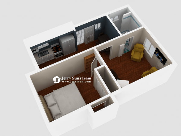 UNIT#B-3D Floor Plan-Logo6