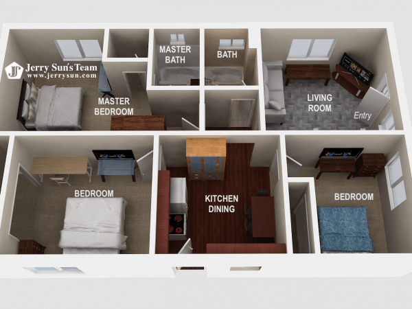 UNIT#C-3D Floor Plan-Logo1