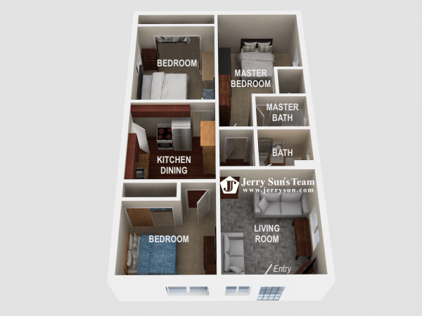 UNIT#C-3D Floor Plan-Logo2