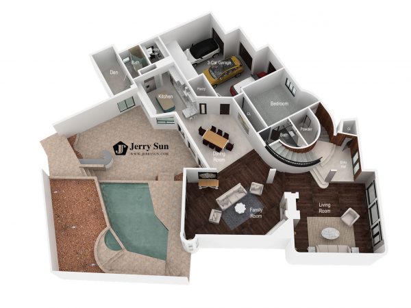 3D Floor Plan-Main Level Logo3