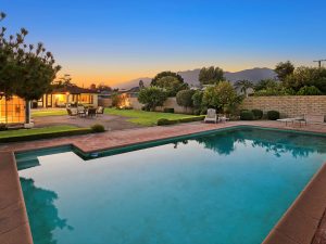 Backyard Pool Twilight View
